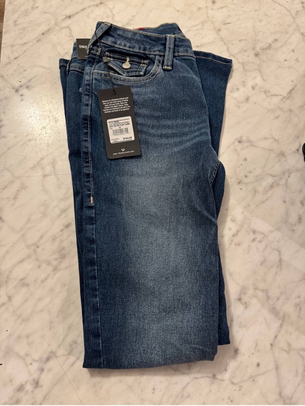 True Religion Slim Fit Jeans in Blue Wash